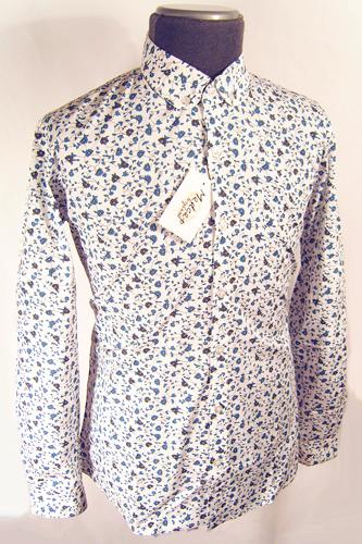 'Riley' - Retro Sixties Mod Round Collar Shirt (A)